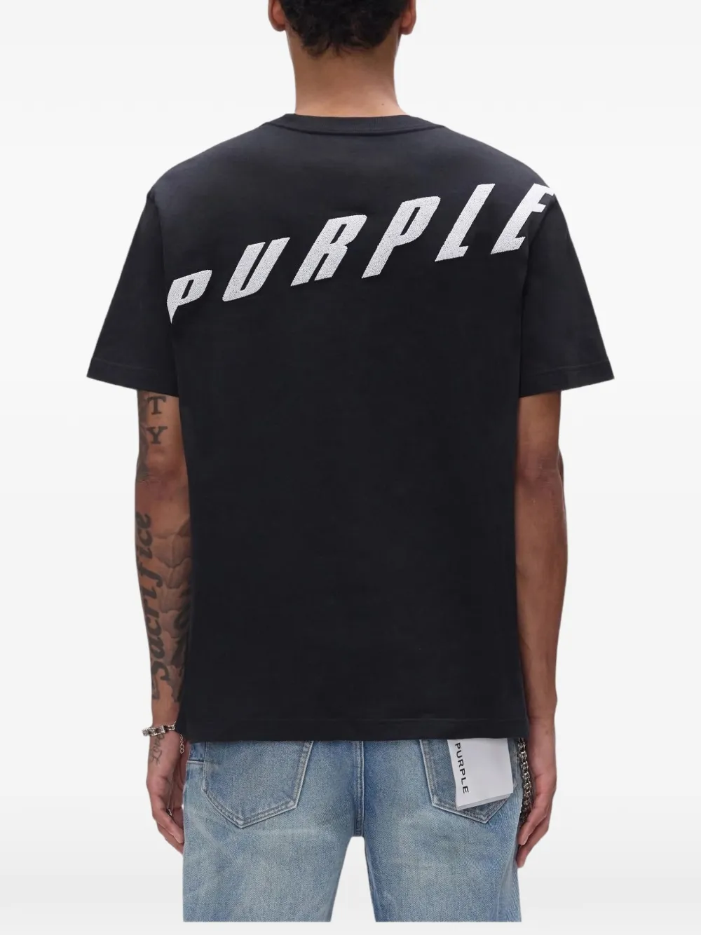 Purple Brand T-shirt verfraaid met kristallen Zwart
