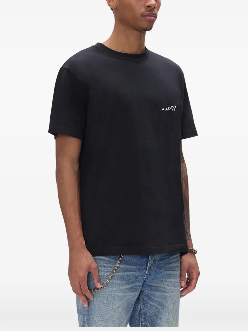 Purple Brand T-shirt verfraaid met kristallen Zwart