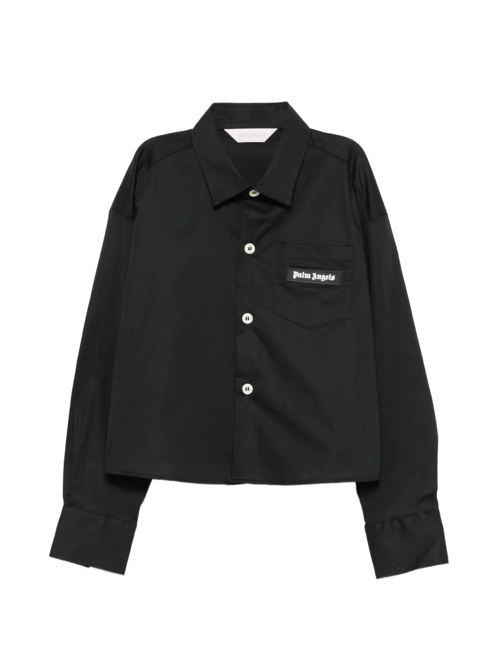 Palm Angels Kids logo-patch cropped shirt - Nero