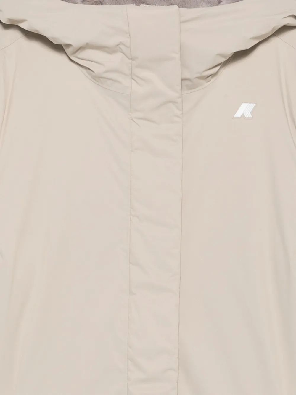 K-Way hooded logo-patch coat Beige