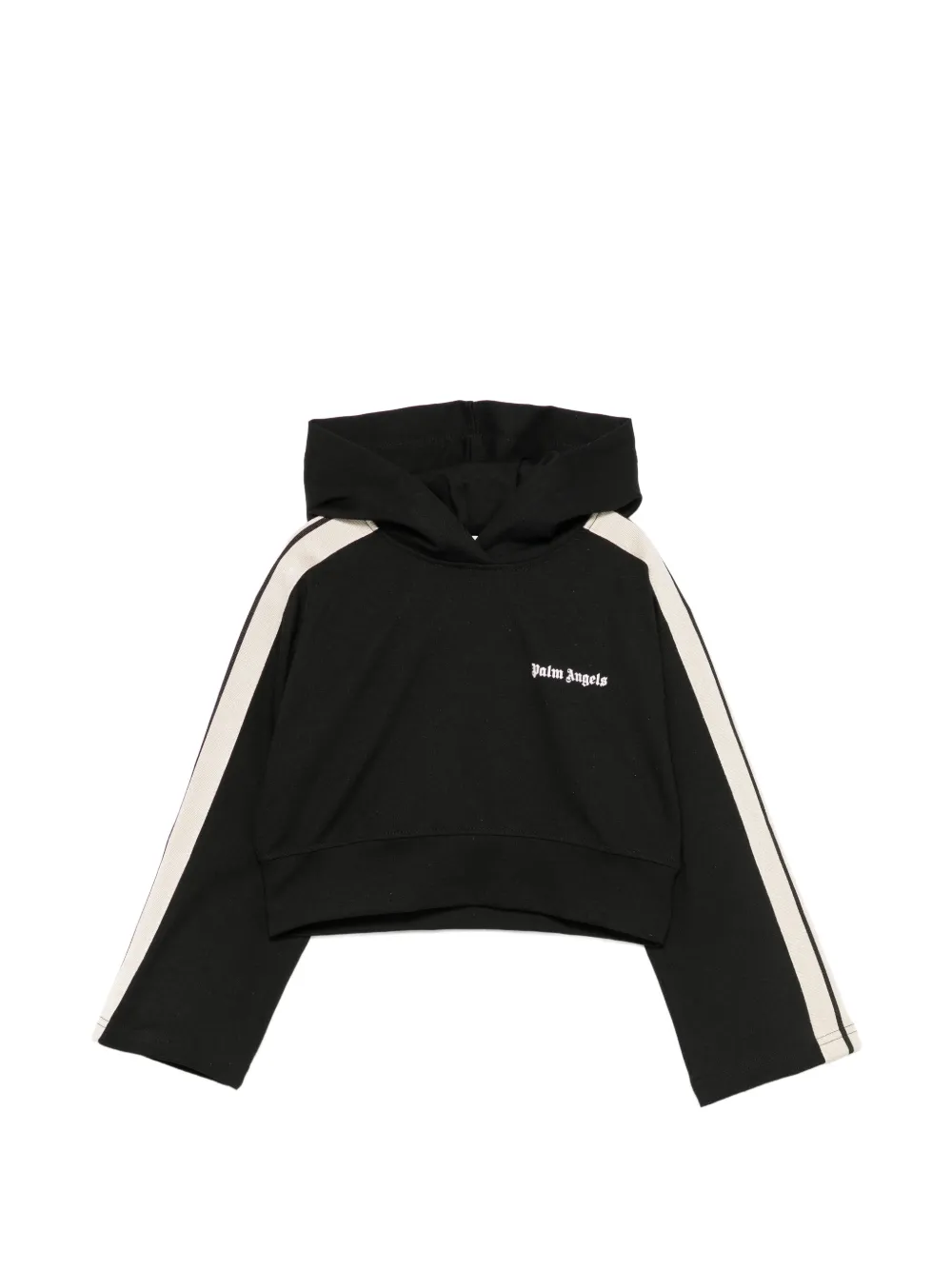 Palm Angels Kids logo-print side-stripe hoodie - Nero