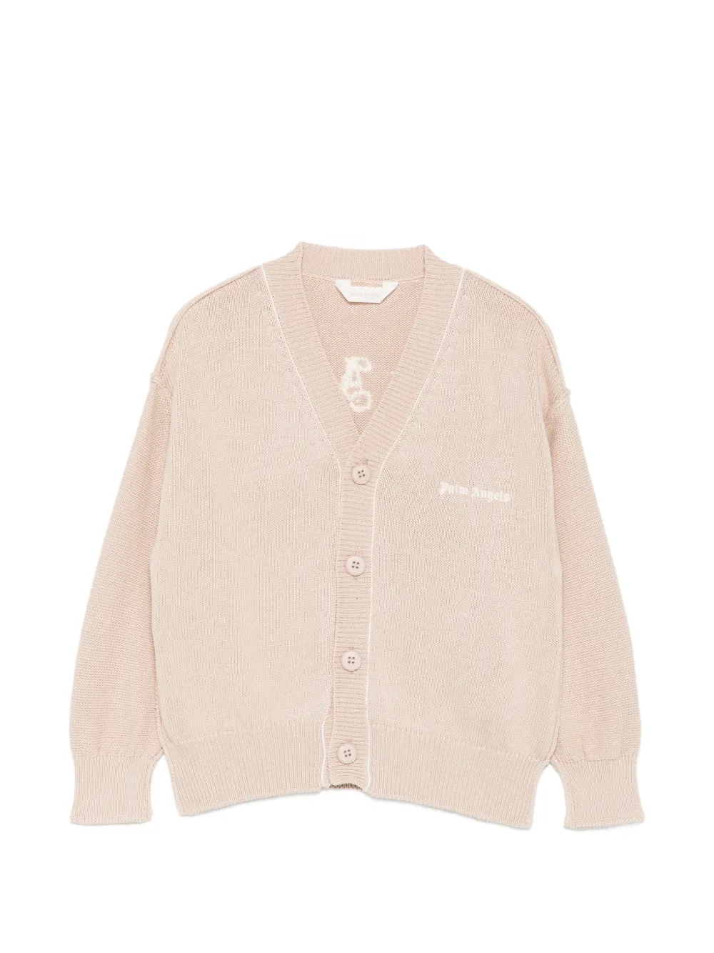 Palm Angels Kids logo-intarsia cardigan - Toni neutri