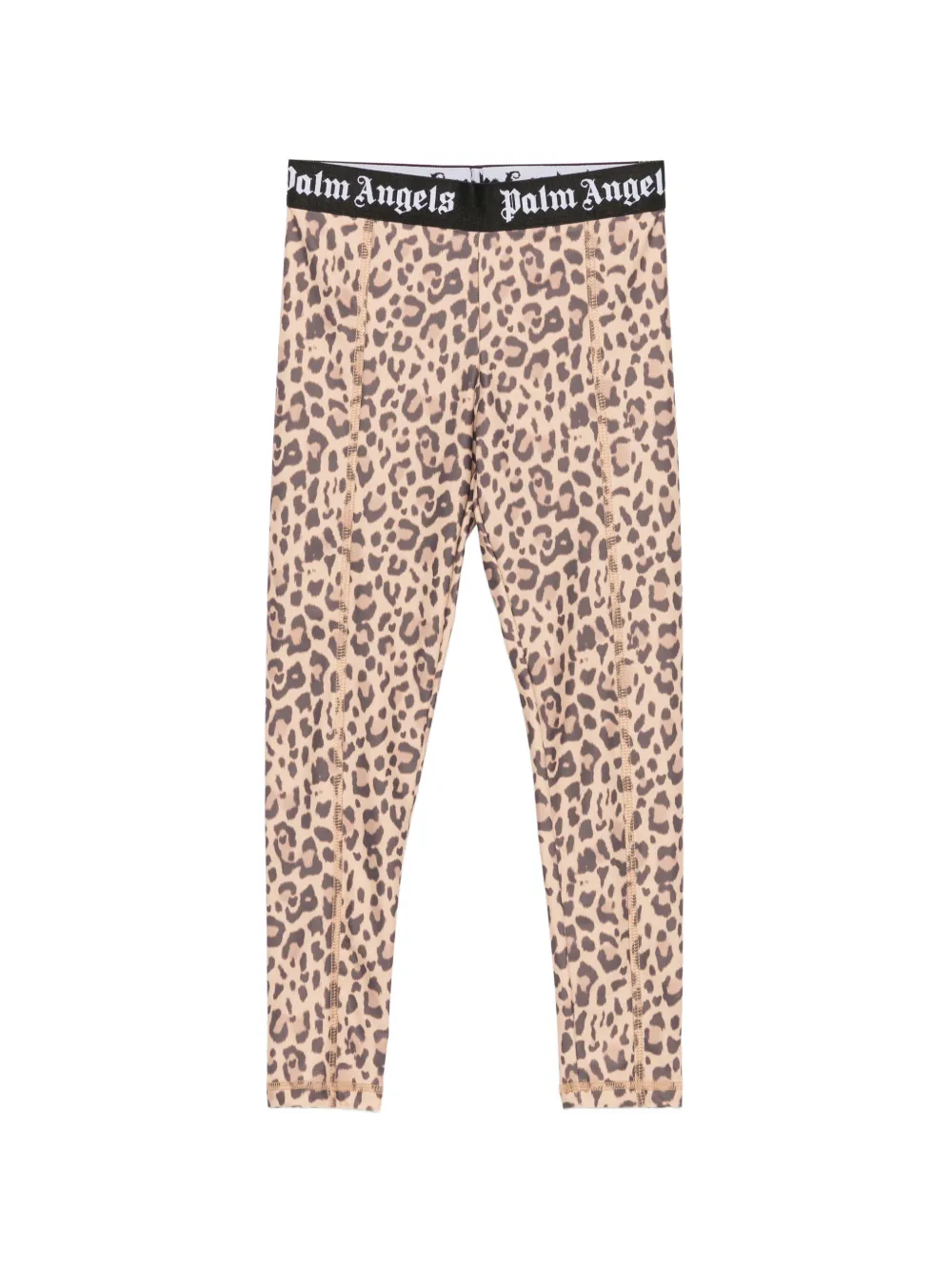 Palm Angels Kids leopard-print logo-waistband leggings - Toni neutri