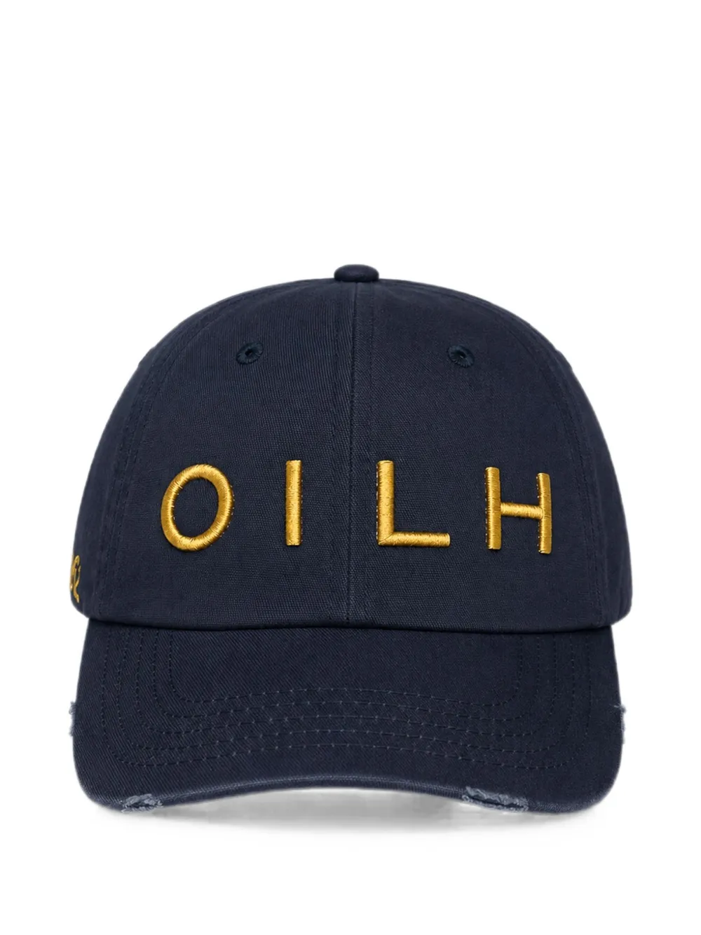 Les Héritiers Logo-embroidered Distressed Baseball Cap In Black