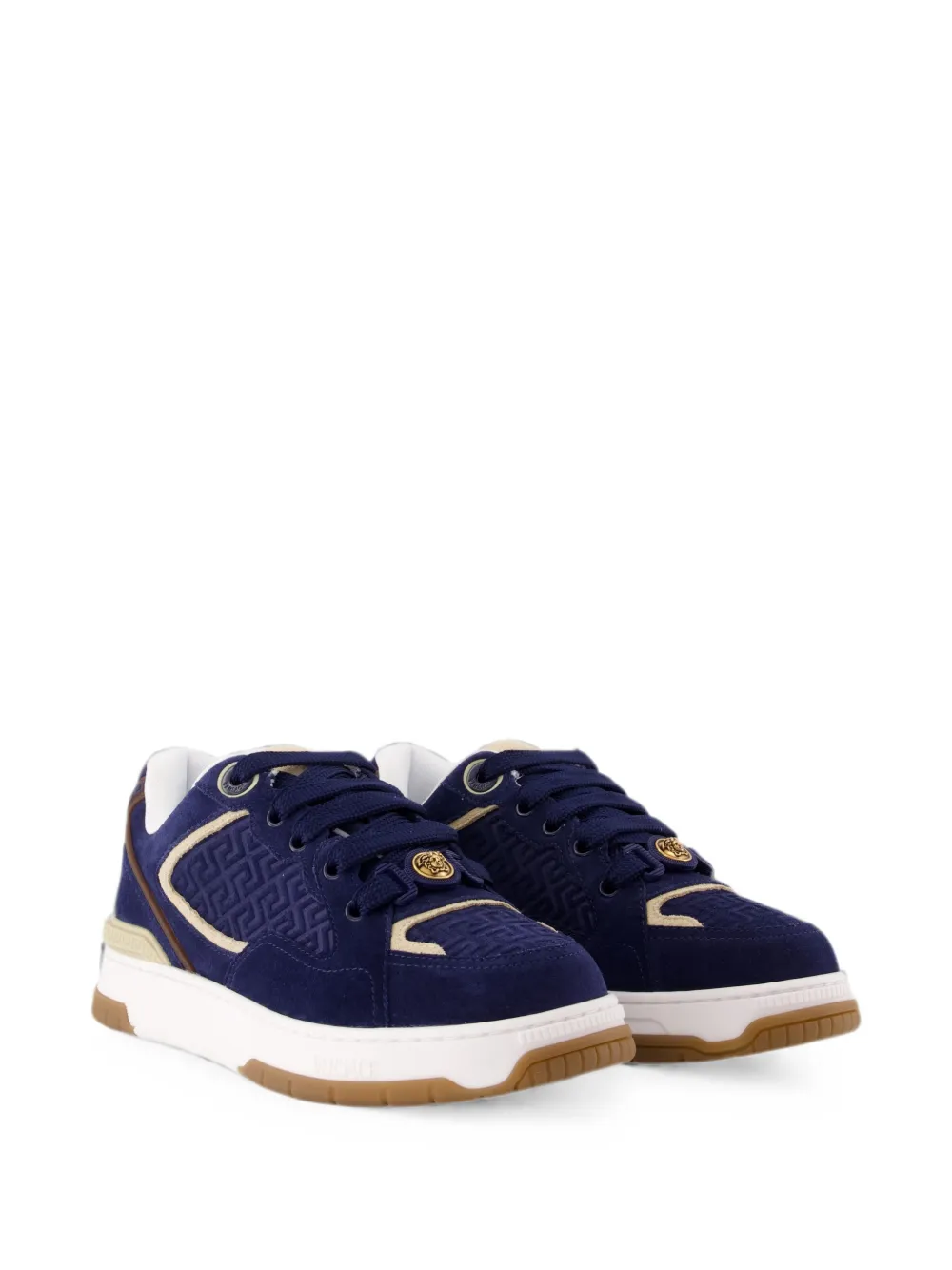 Versace Biggie Greca-pattern suede sneakers Blauw