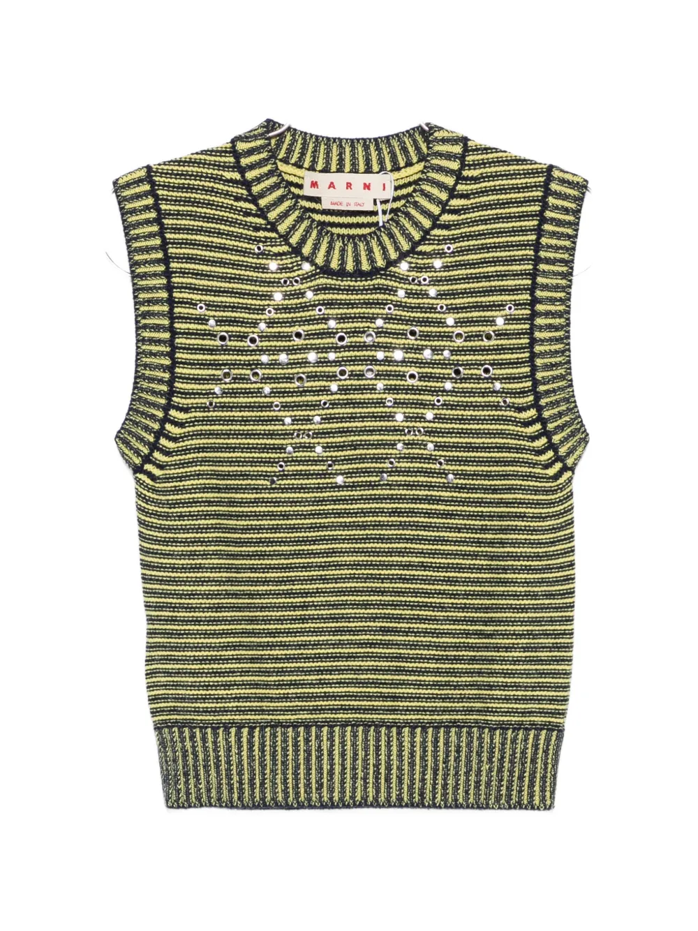 Marni eyelet-embellished striped sweater - Giallo