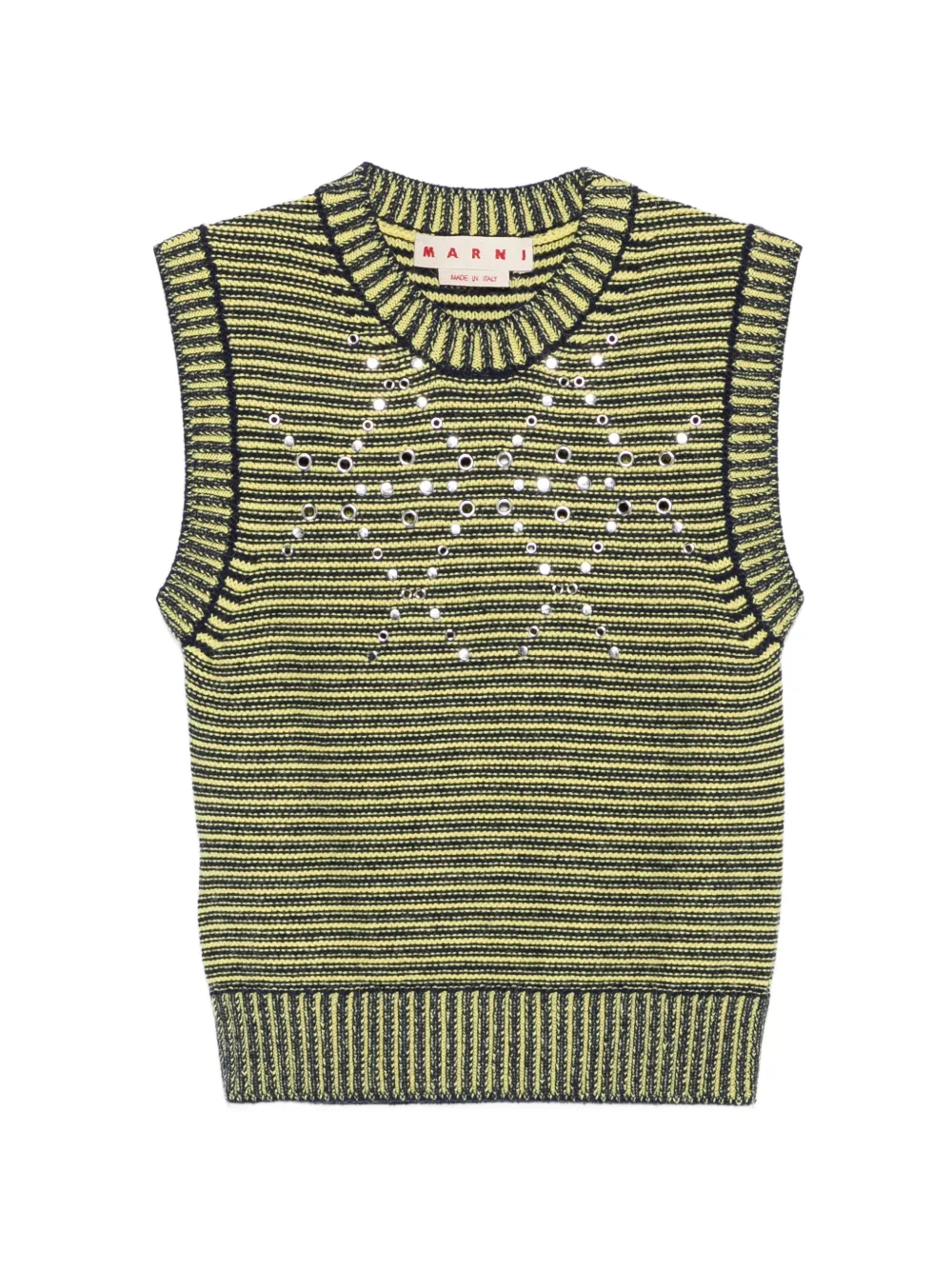 Marni eyelet-embellished striped sweater - Giallo