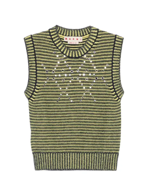 Marni eyelet-embellished striped sweater