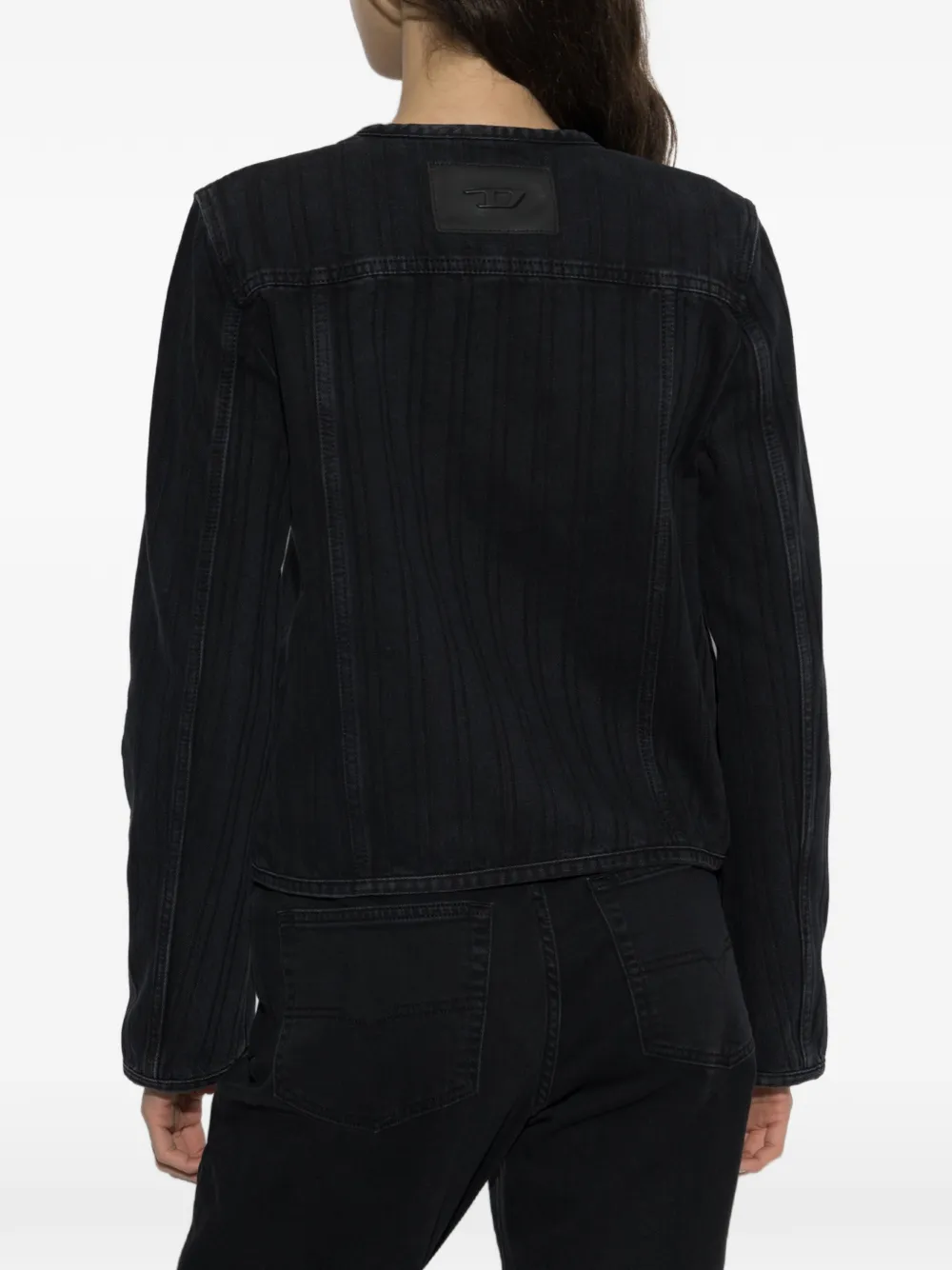 Diesel DE-GRAFY denim jack met krijtstreep Zwart
