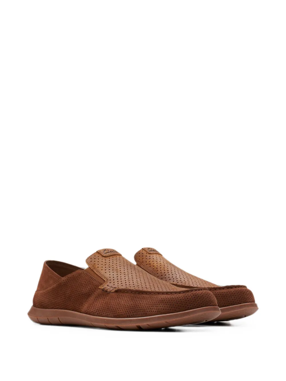 Clarks Originals Flexway Easy suède loafers met geperforeerde details Bruin