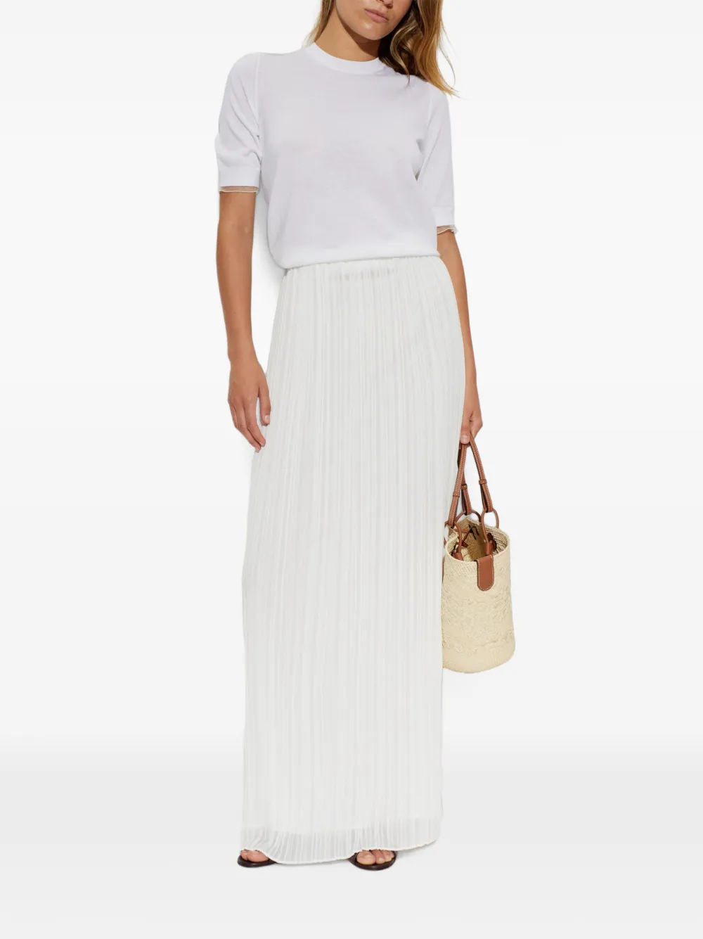 Fabiana Filippi pleated maxi skirt Wit