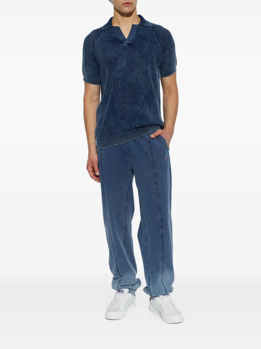 Diesel Ribgebreid T-shirt Blauw