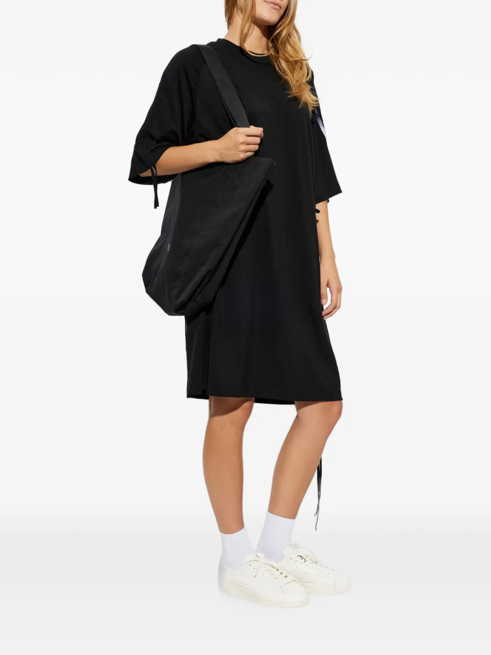 Y-3 Midi-jurk met trekkoordsluiting en streep-detail Zwart