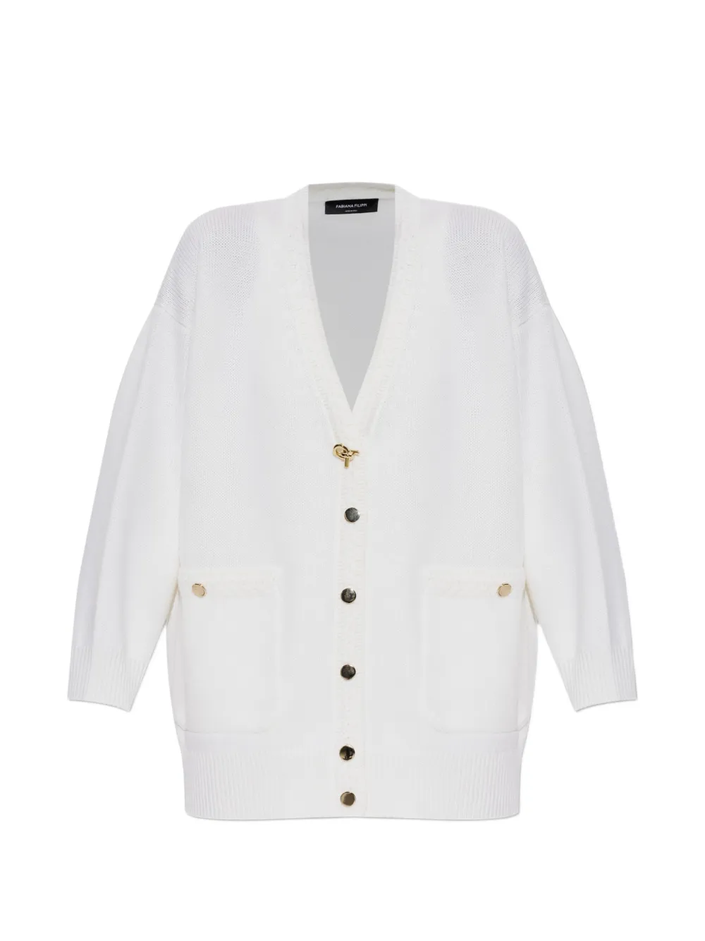 Fabiana Filippi patch-pocket V-neck cardigan - Bianco