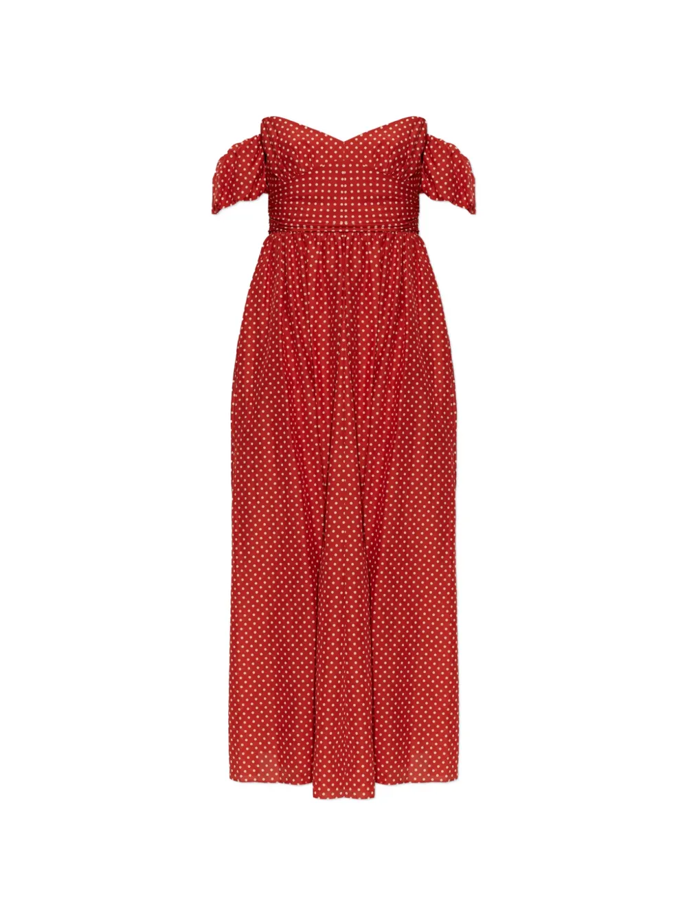 Matteau Abito a pois con spalle scoperte - Rosso
