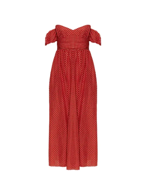 Matteau polka-dot off-shoulder dress