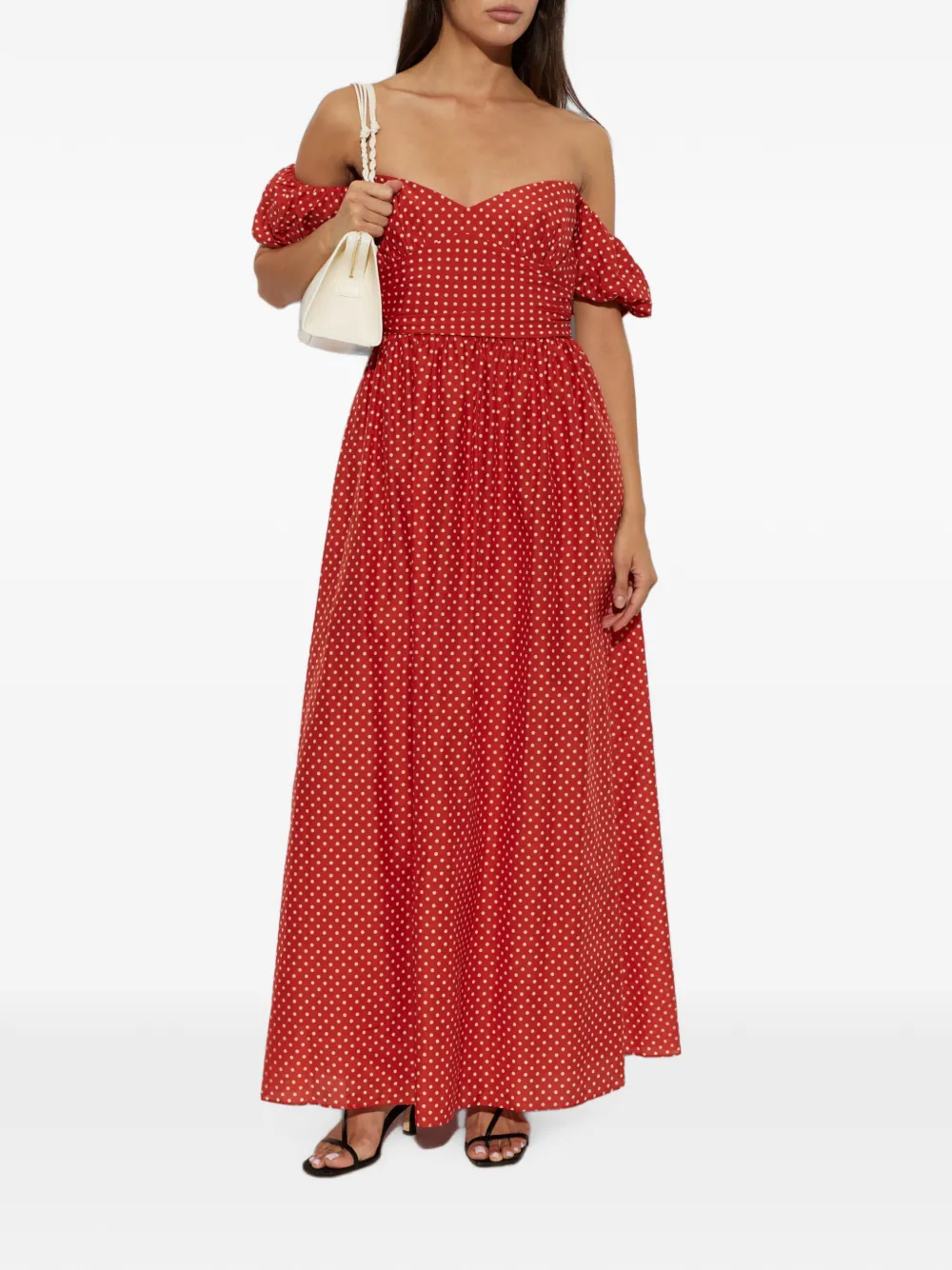 Matteau Off-shoulder jurk met stippen Rood