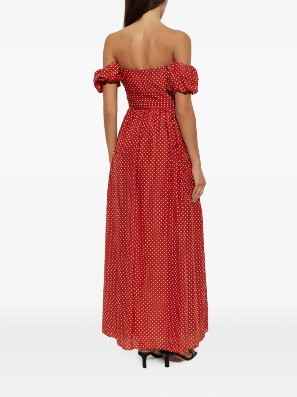 Matteau Off-shoulder jurk met stippen Rood