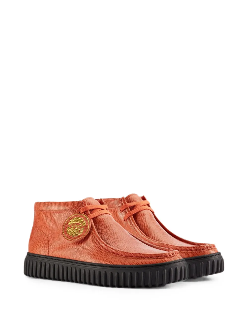Clarks Originals x Martine Rose Torhill Hi lizard-effect leather boots Oranje