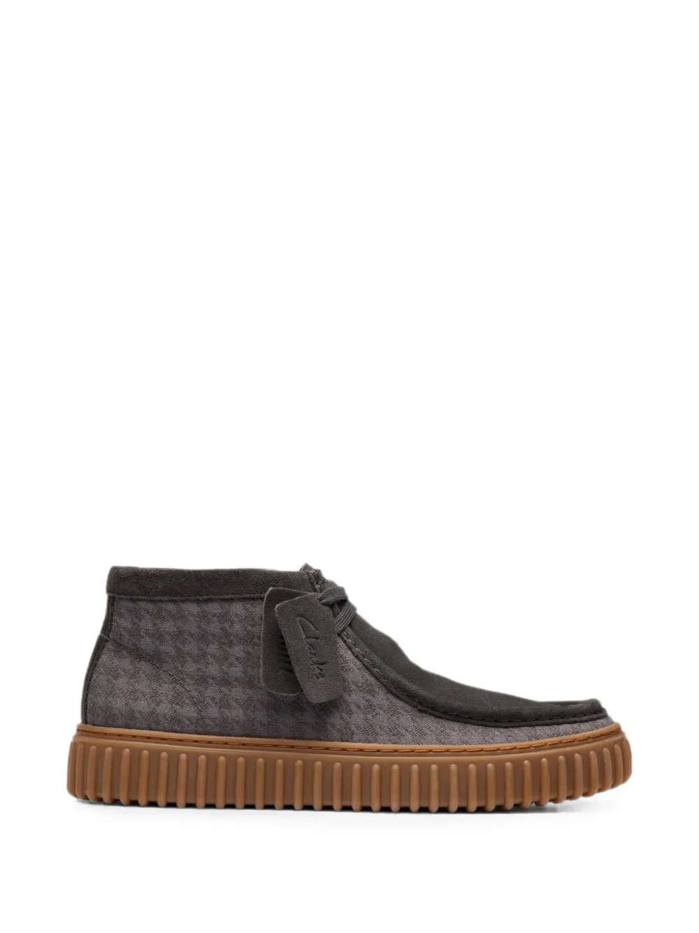 Clarks Originals Torhill Hi houndstooth-pattern suede desert boots Grijs
