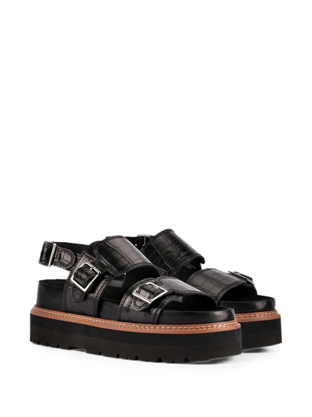 Clarks Originals Orianna Glide sandalen met plateauzool en krokodillen-reliëf Zwart