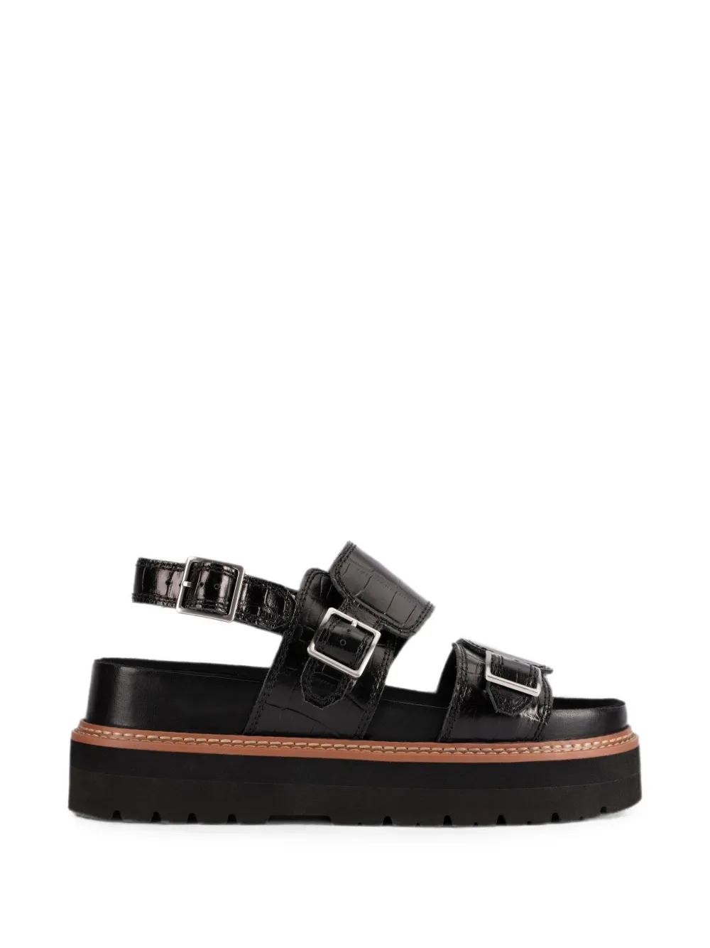 Clarks Originals Orianna Glide Croc-effect Platform Sandals In Black