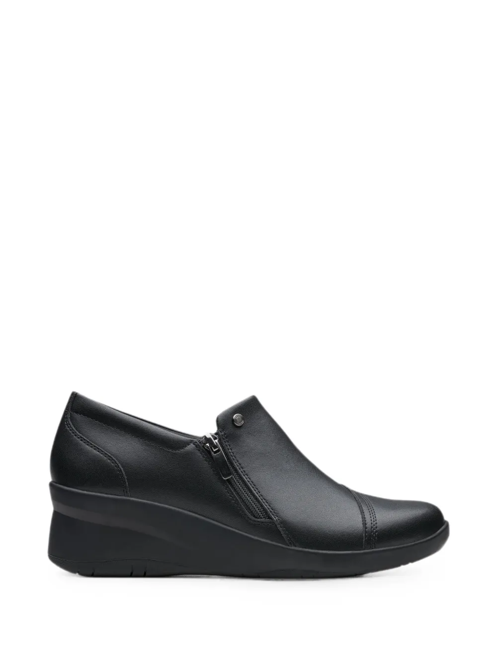 Clarks Originals Suttyn Zip wedge leather loafers Zwart