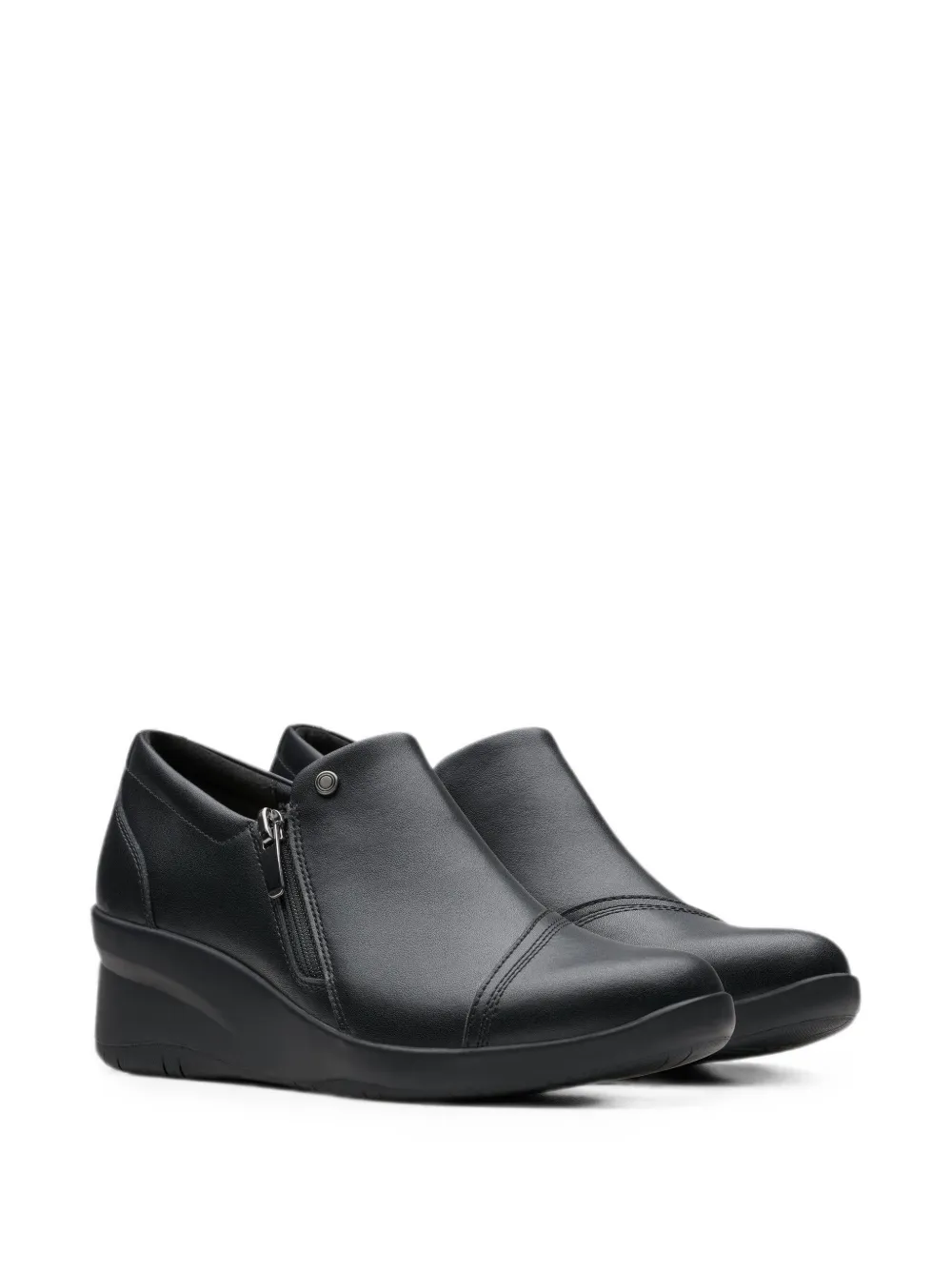 Clarks Originals Suttyn Zip wedge leather loafers Zwart