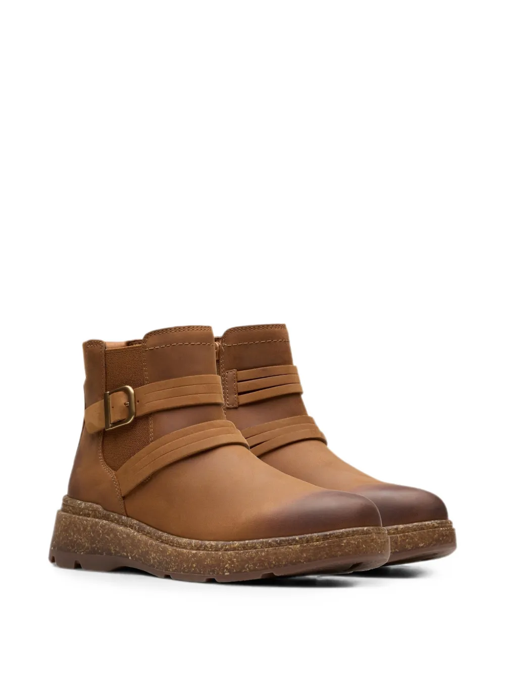 Clarks Originals Noralyn leren enkellaarzen met gespdetail Bruin
