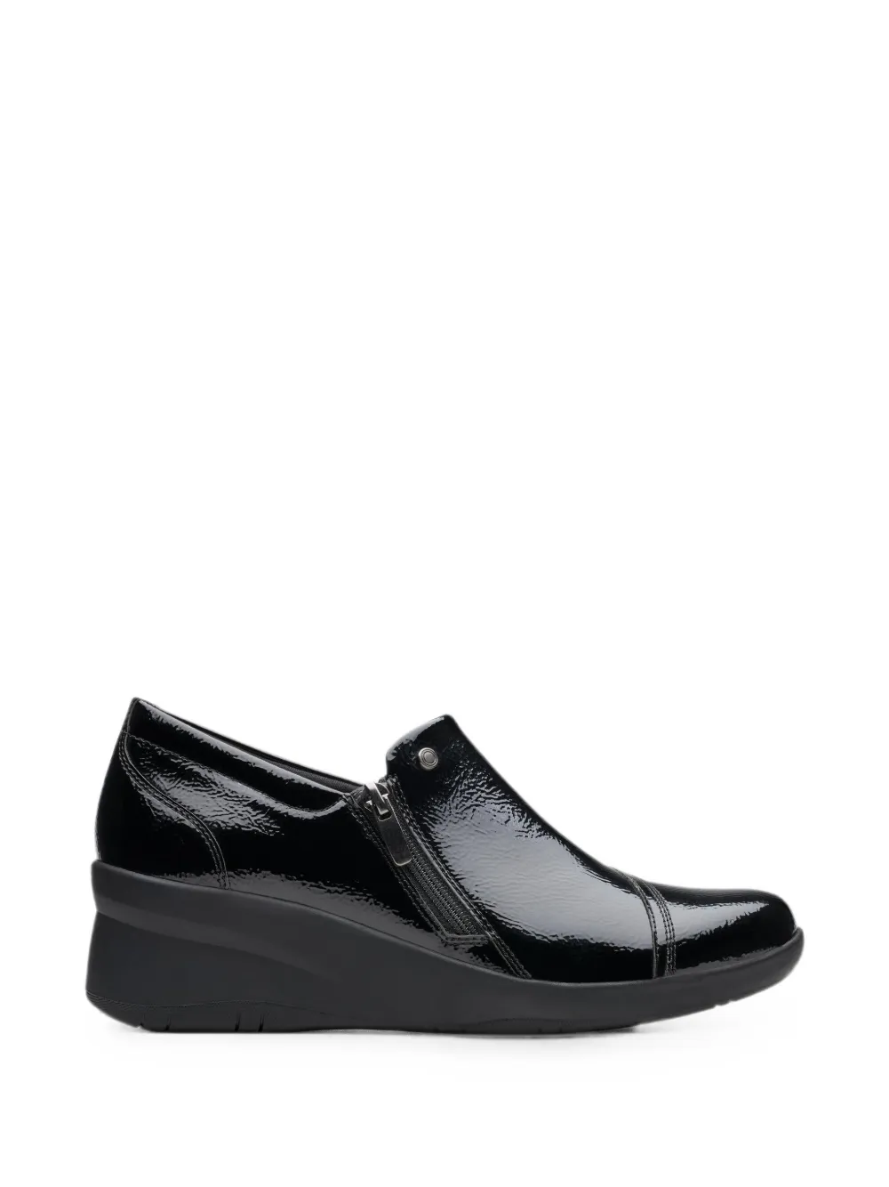 Clarks Originals Suttyn loafers met sleehak en rits Zwart