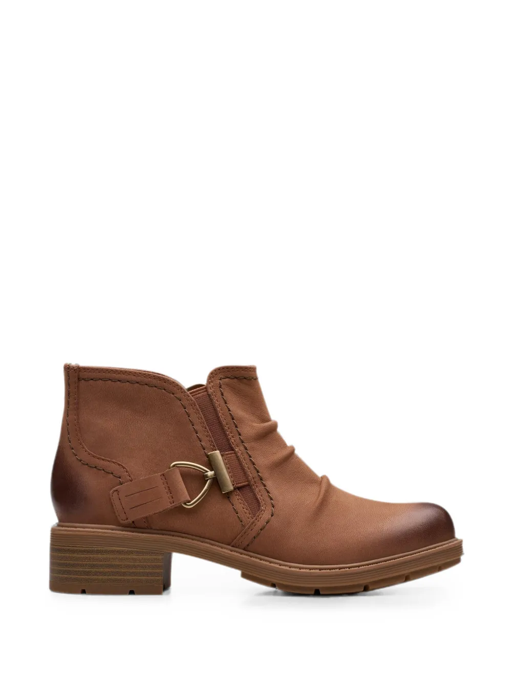 Clarks Originals Hearth Clara leren enkellaarzen met gesp Bruin