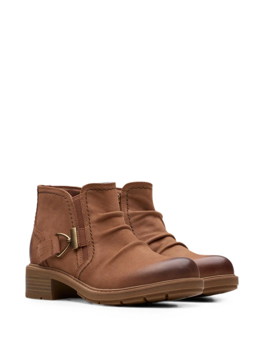 Clarks Originals Hearth Clara leren enkellaarzen met gesp Bruin