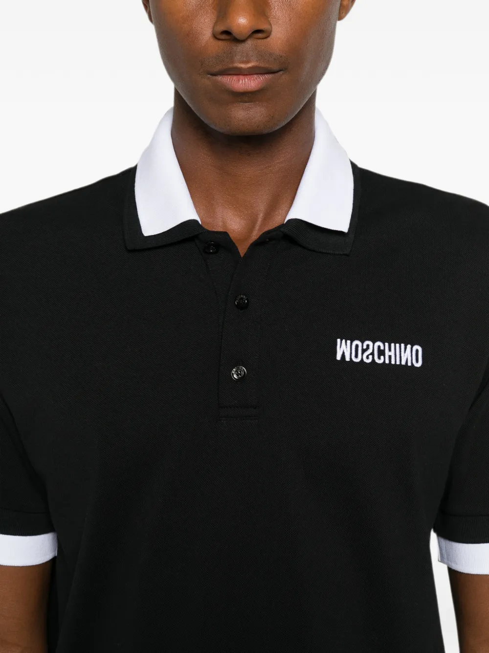 Moschino Poloshirt met gelaagd-effect en logoprint Zwart