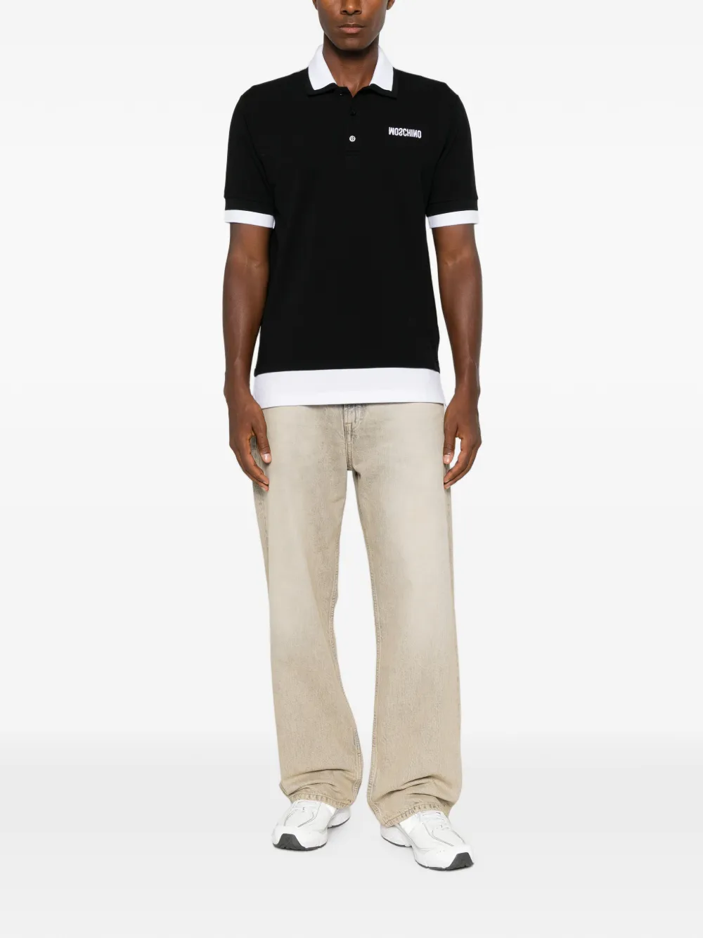 Moschino Poloshirt met gelaagd-effect en logoprint Zwart