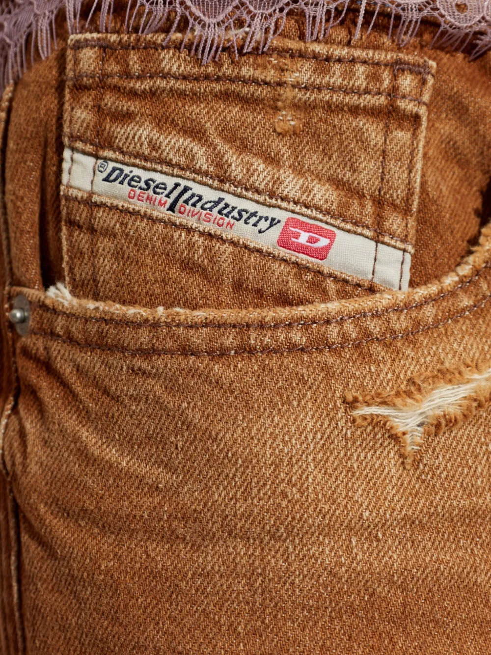 Diesel Gerafelde jeans Bruin