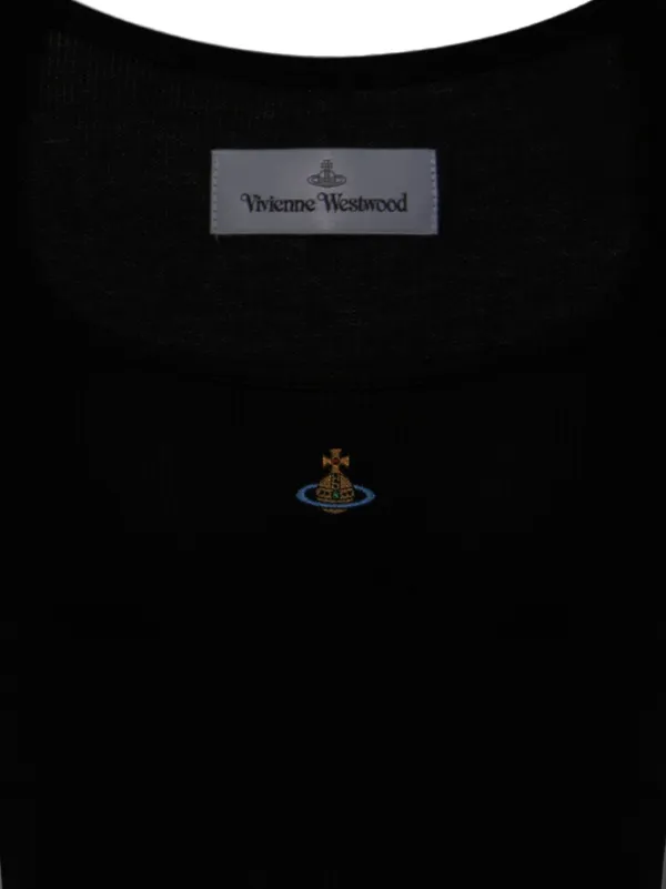 Vivienne Westwood Orb-embroidered Ribbed Crop Top | Black | FARFETCH