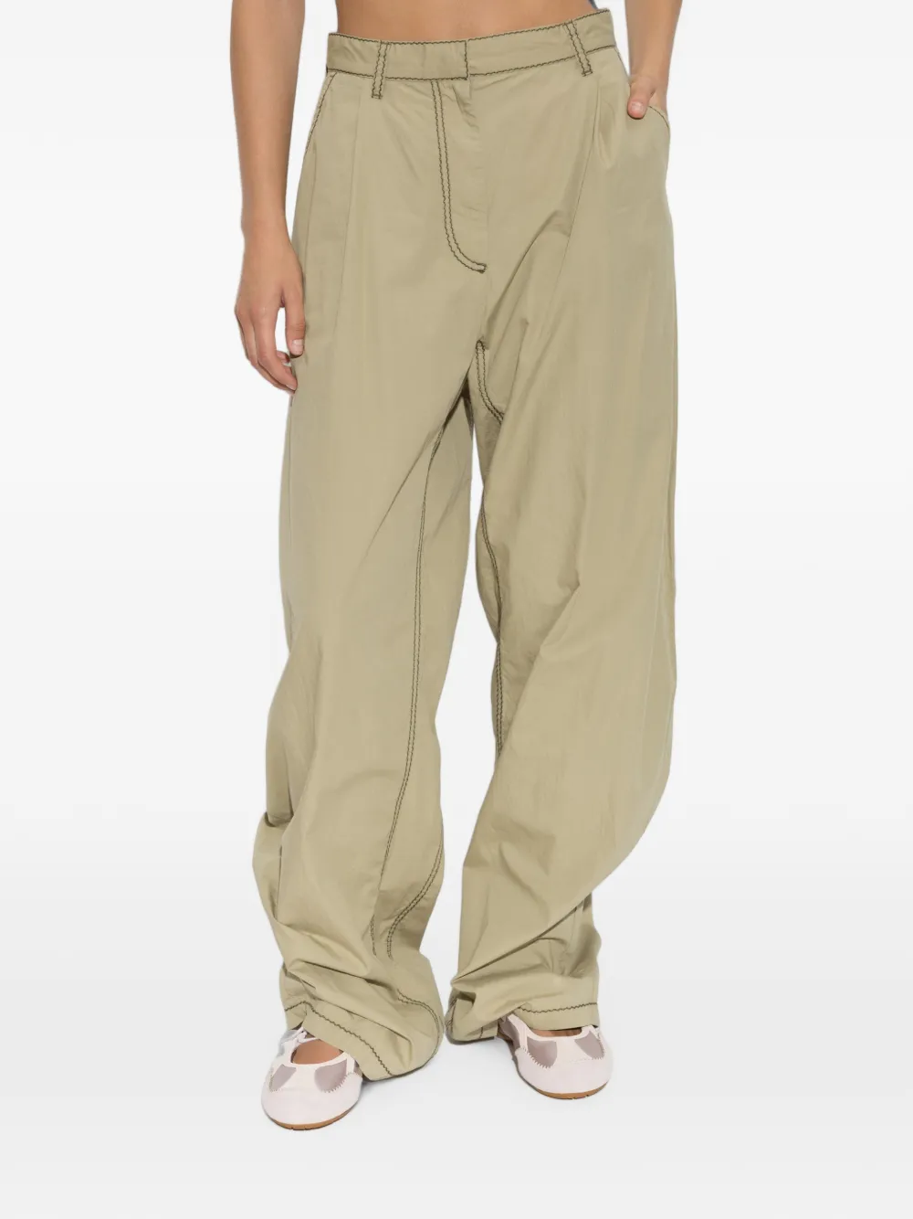 Diesel Broek met wijde pijpen Groen