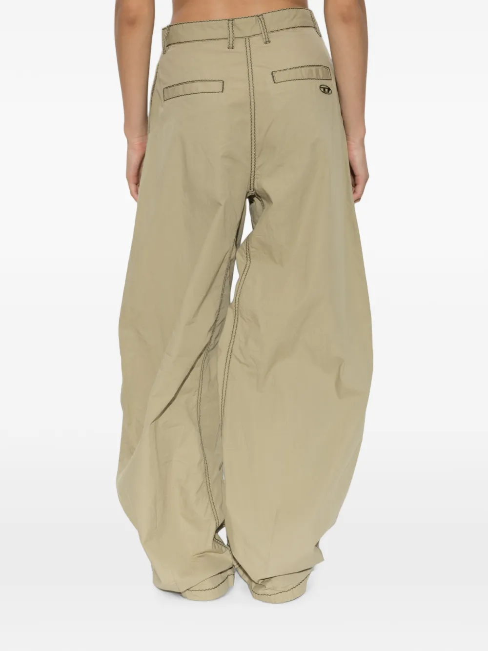 Diesel Broek met wijde pijpen Groen