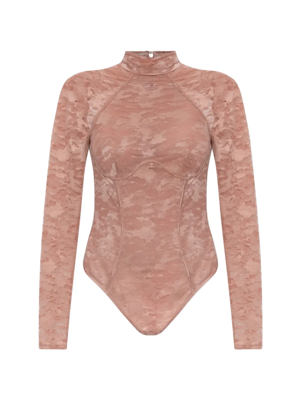 Diesel lace-overlay open-back bodysuit - Rosa