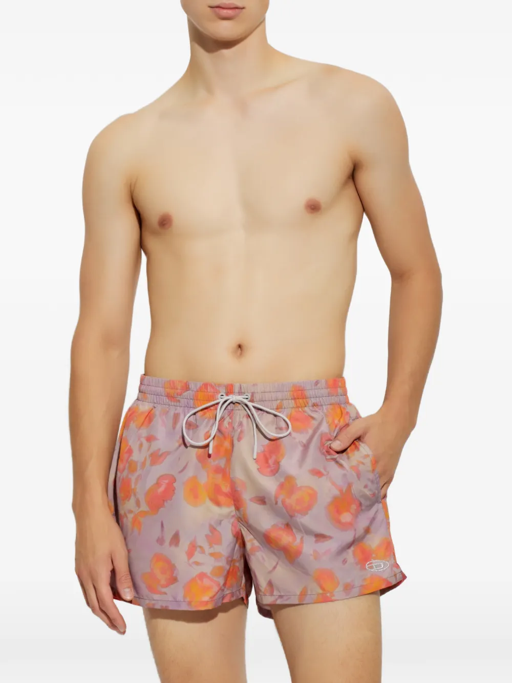 Diesel Olly-34-D-Core zwembroek met bloemenprint Paars