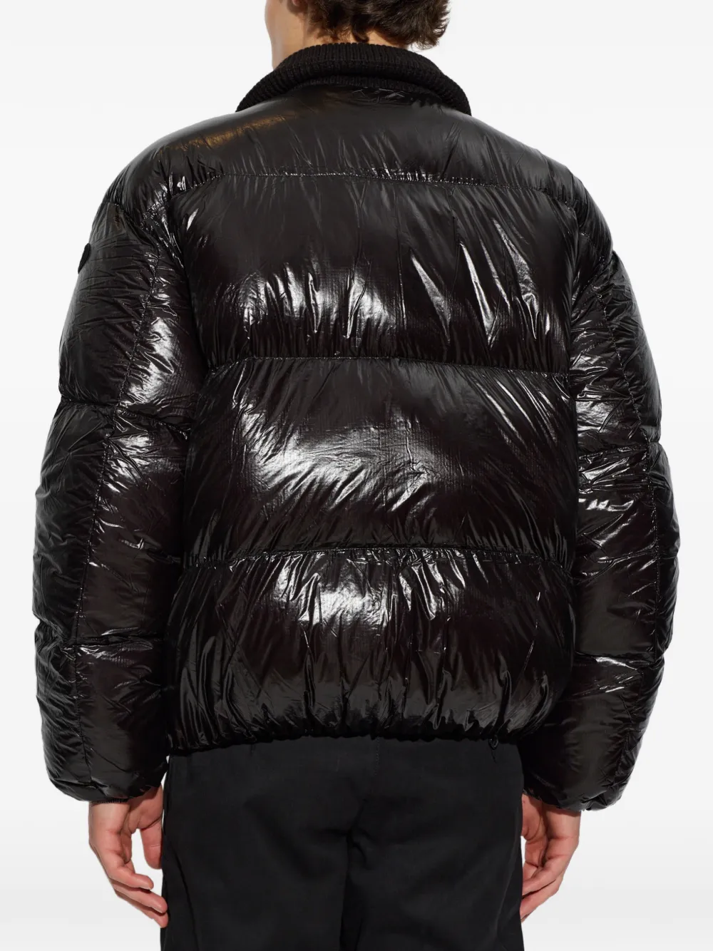 Diesel Ribgebreid donsjack Zwart