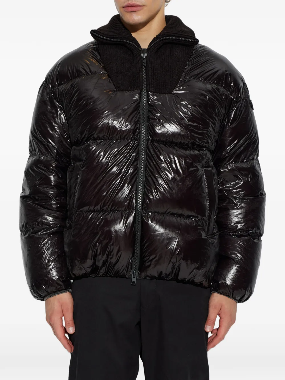 Diesel Ribgebreid donsjack Zwart