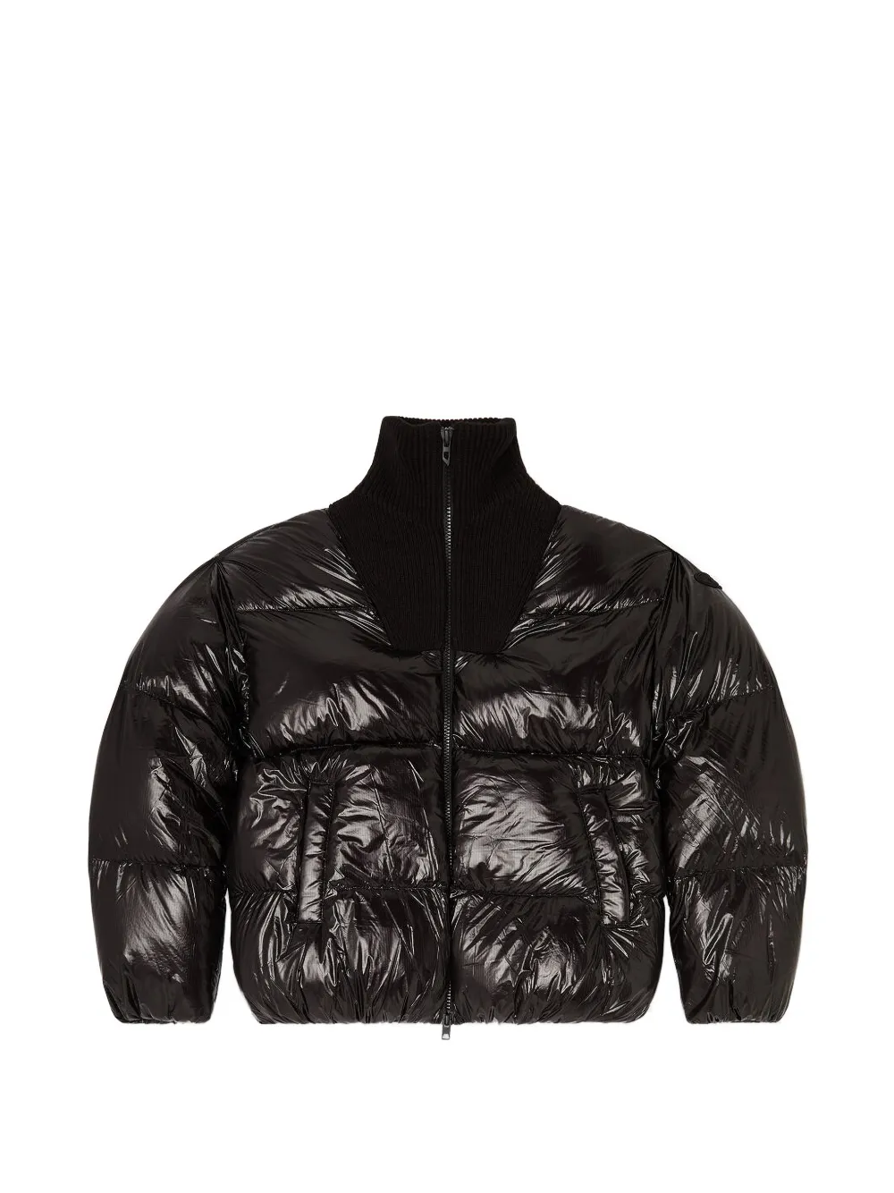 Diesel ribbed-knit panel puffer jacket - Black