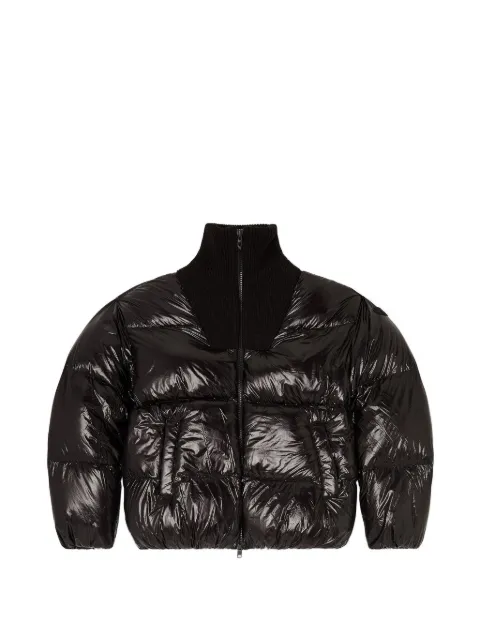 Diesel down puffer jacket in ripstop with ribbed collar