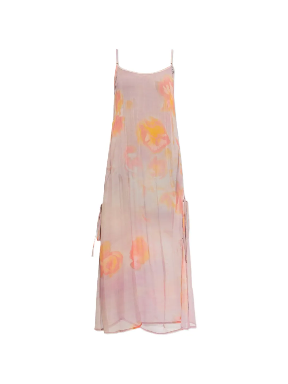 Diesel floral-print crystal-logo midi dress - Rosa