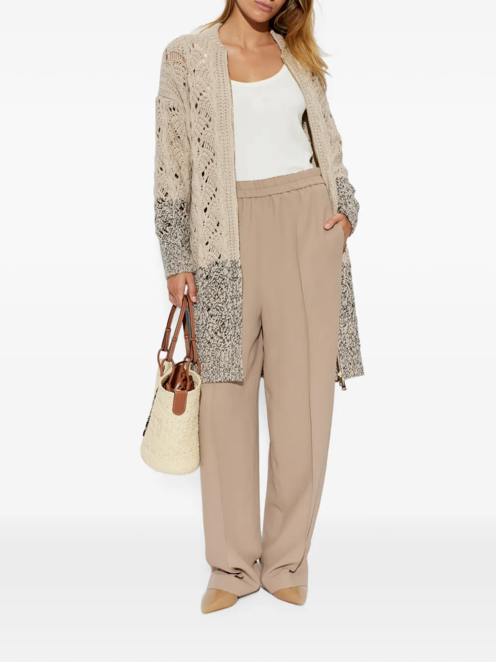 Fabiana Filippi Cady broek met elastische tailleband en gestikte naad Beige
