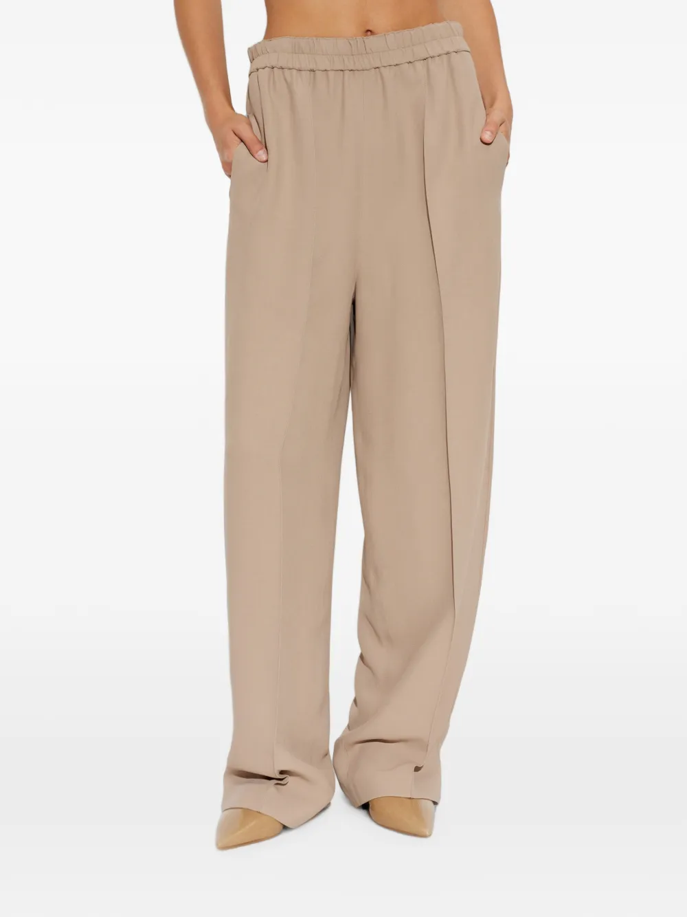 Fabiana Filippi Cady broek met elastische tailleband en gestikte naad Beige
