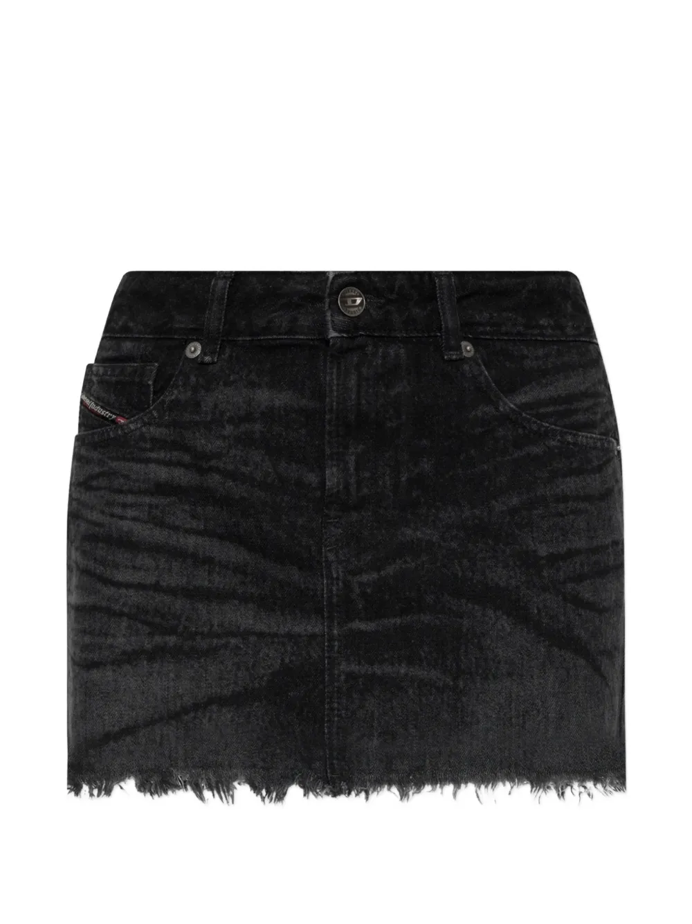 Diesel faded frayed-hem midi skirt - Nero