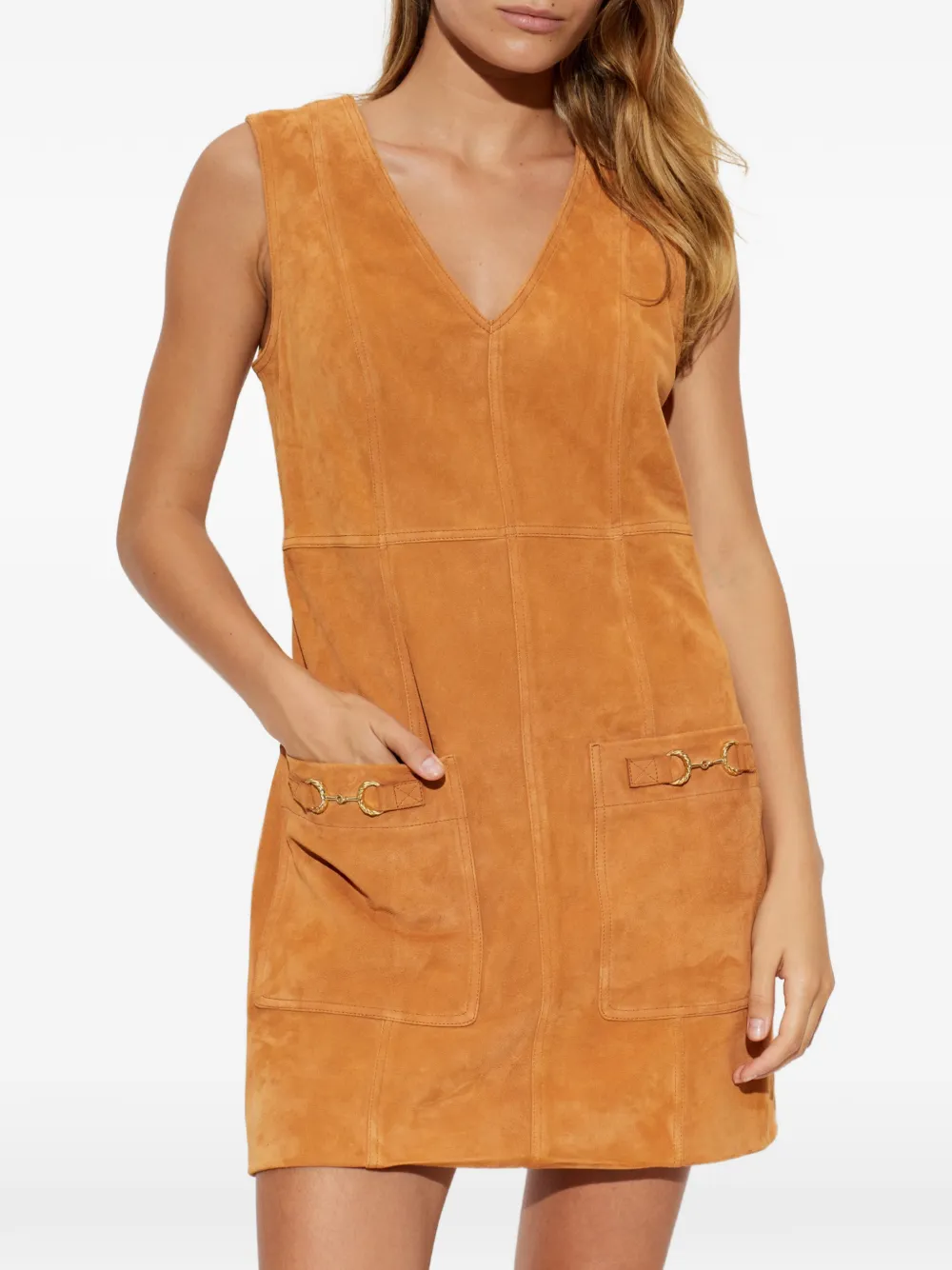 Ulla Johnson Leren jurk met horsebit-detail Beige