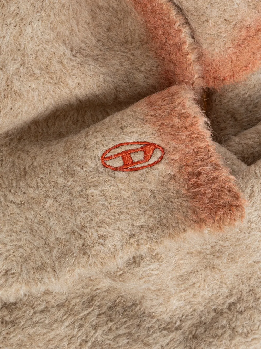 Diesel Gebreide sjaal met geborduurd logo Beige